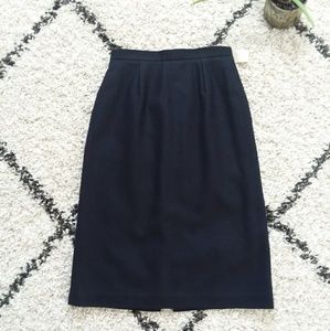 Navy wool blend pencil skirt
